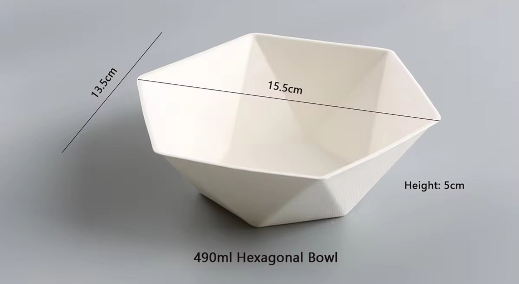 Sugarcane Bagasse Hexagonal Bowl